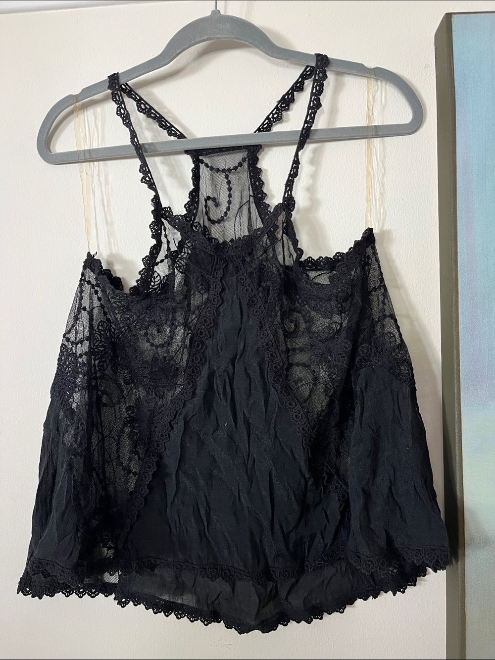 Babydoll Black Lace Razor Back Intimate 
Top TTB 25 inches  PTP 20 inches